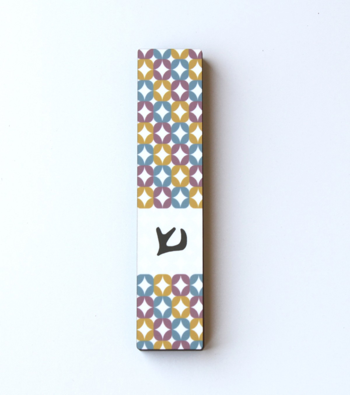 Chaguta Mezuzah XL Mezuzah case symmetrical purple and blue shapes