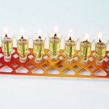 Rectangle Hanukkah Menora- Red, Yellow, Orange