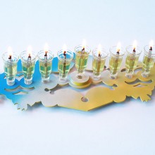 Abstract Hanukkah Menora- Blue, white and yellow