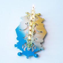 Abstract Hanukkah Menora- Blue, white and yellow