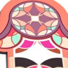 Hamsa- Peach & Purple Vitrage