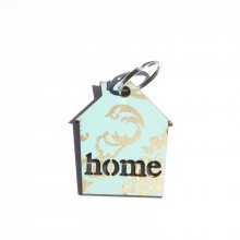 Light blue & gold flower keychain-Home