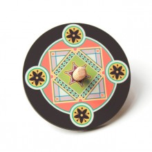 Dreidel- Brown with Star of David & flowers