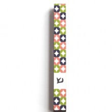 Green and pink symmetrical design Mezuzah