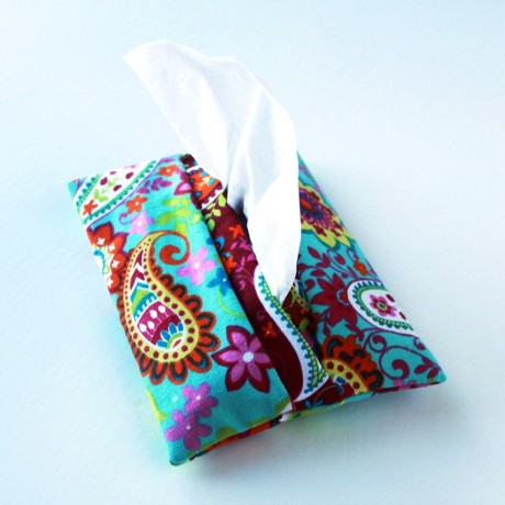 Tissue case- Turquoise & Paisley