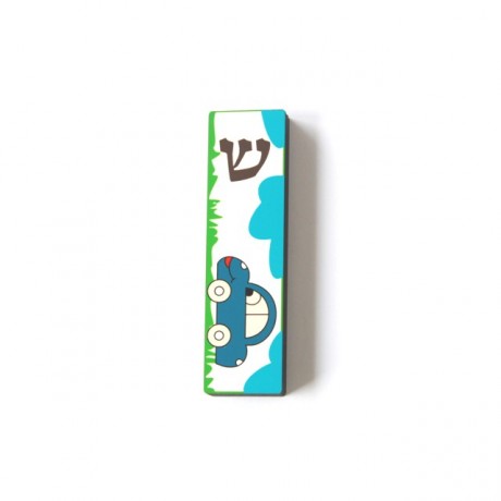 Mezuzah case-Childrens room-Blue car