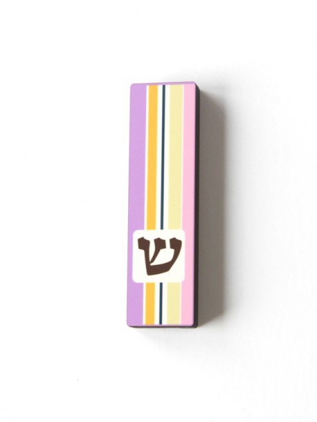 Mezuzah case-Childrens room-Pink stripes