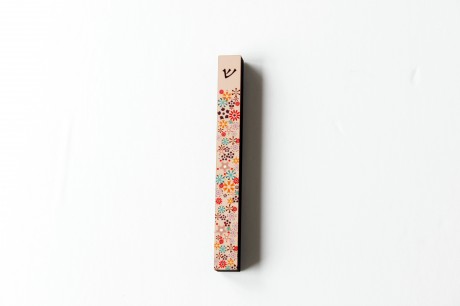 Mezuzah narrow case-Flowers-Peach