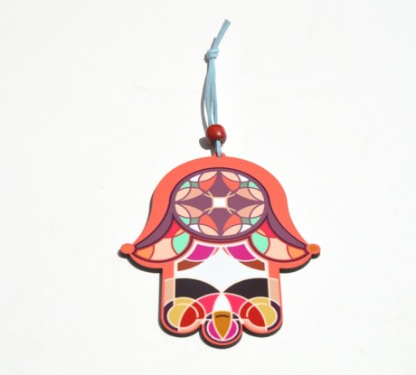 Hamsa- Peach & Purple Vitrage