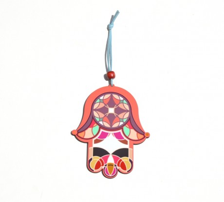 Hamsa- Peach & Purple Vitrage