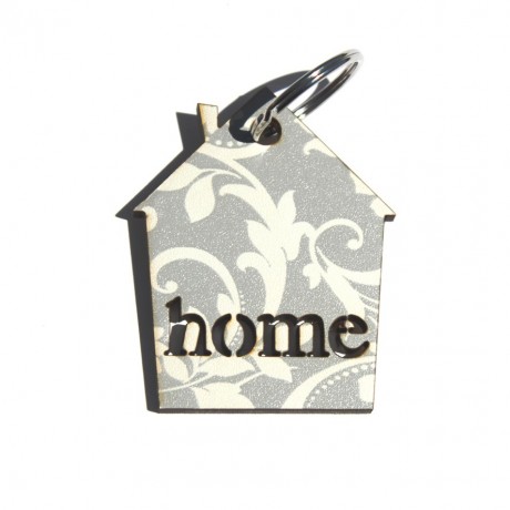 Grey flower keychain-Home
