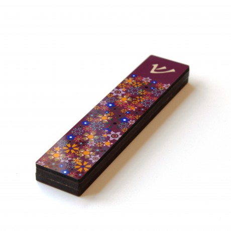 XL Mezuzah case purple with flowers