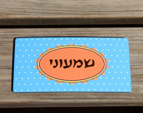 שלט מעוצב לדלת מנוקד כחול