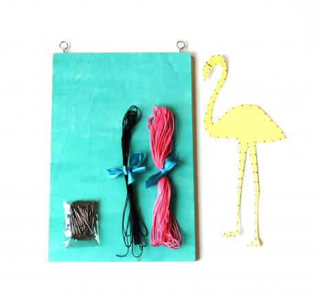 DIY string art kit flamingo design