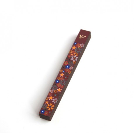 Mezuzah narrow case-Flowers-Purple