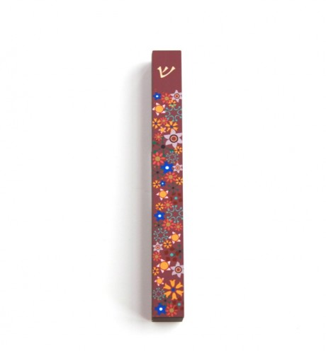 Mezuzah narrow case-Flowers-Purple