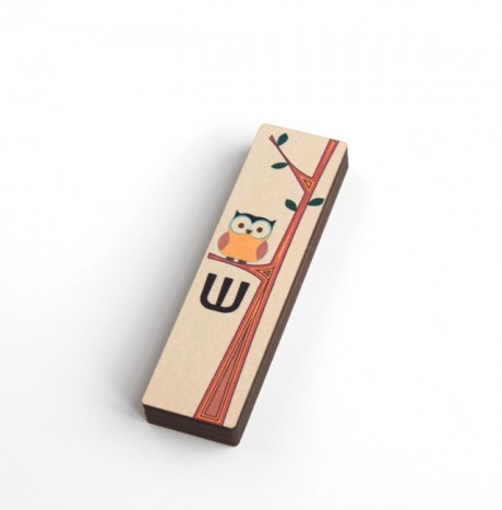 Mezuzah Case-Owl design- Off White & Pink