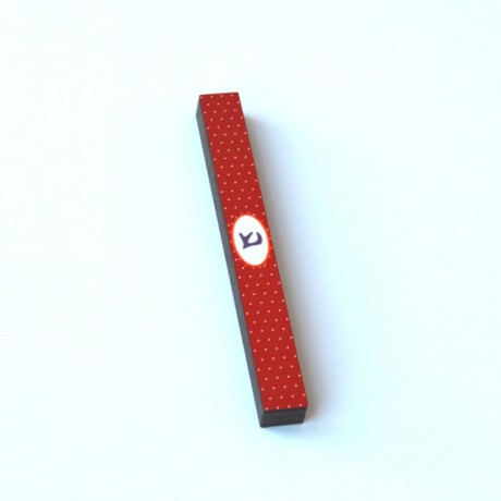 Narrow red polka dot Mezuzah case