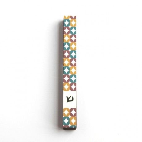 Mezuzah narrow case symmetrical design purple and blue