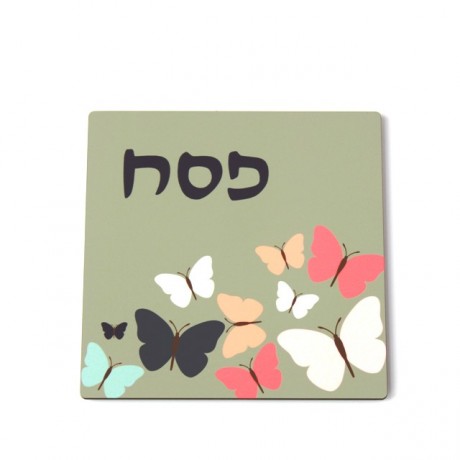 Passover trivet- Butterflies, green