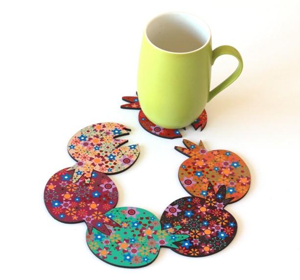 Chaguta Coasters Pomegranate coasters & hot plate